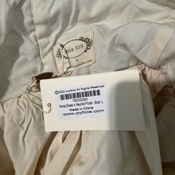 Joyfolie perla dress in neutral Floral Puff Sleeve Mini Beige & Brown Size Large - Picture 12 of 15
